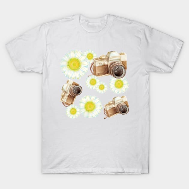 pattern. camera with flowers T-Shirt by lisenok